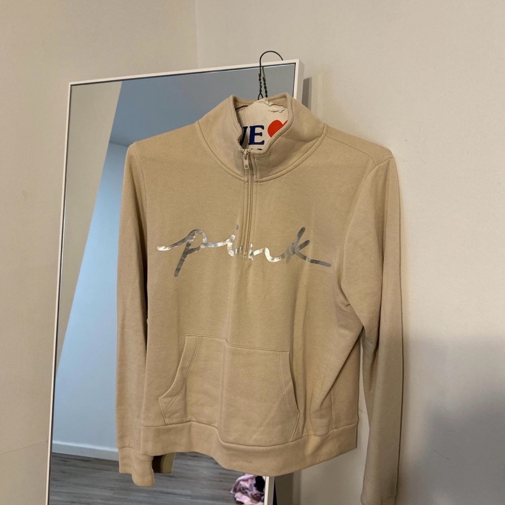 Victoria's Secret Beige Pullover with Silver Script